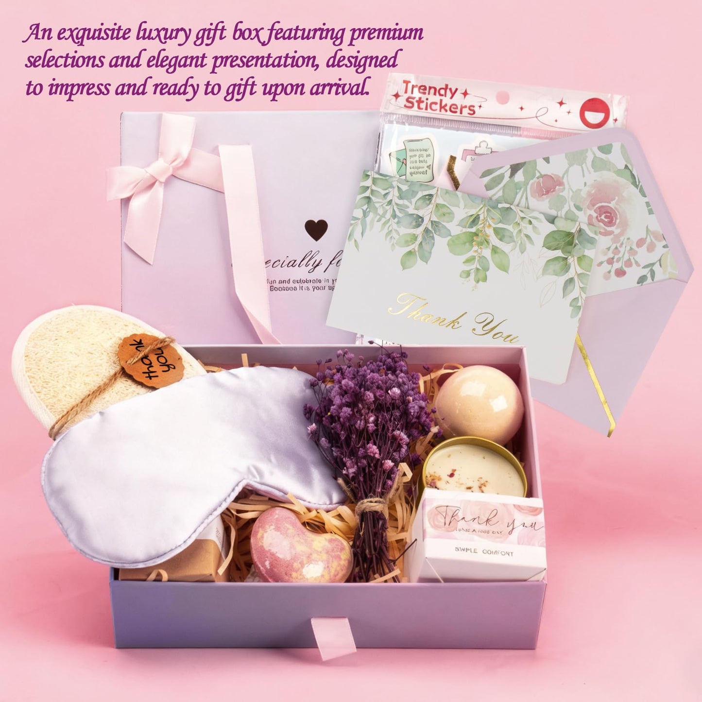 Luxury Birthday Gifts Box for Women with Greeting Card | Gift Set for Mom, Wife, Sister, Grandma, Friends | Relaxing Self Care Basket | Christmas, Mother’s Day, Valentine’s Day, Sympathy Gifts