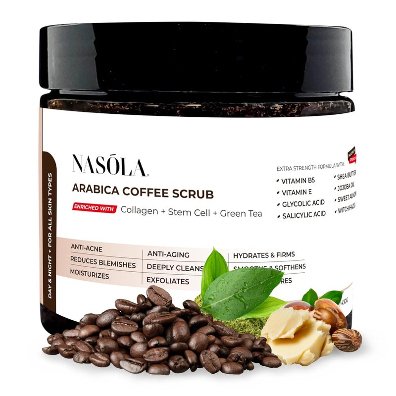 Arabica Coffee Body Scrub - Exfoliating Scrub with Collagen, Green Tea & Glycolic Acid | Radiant Skin & Cellulite Treatment