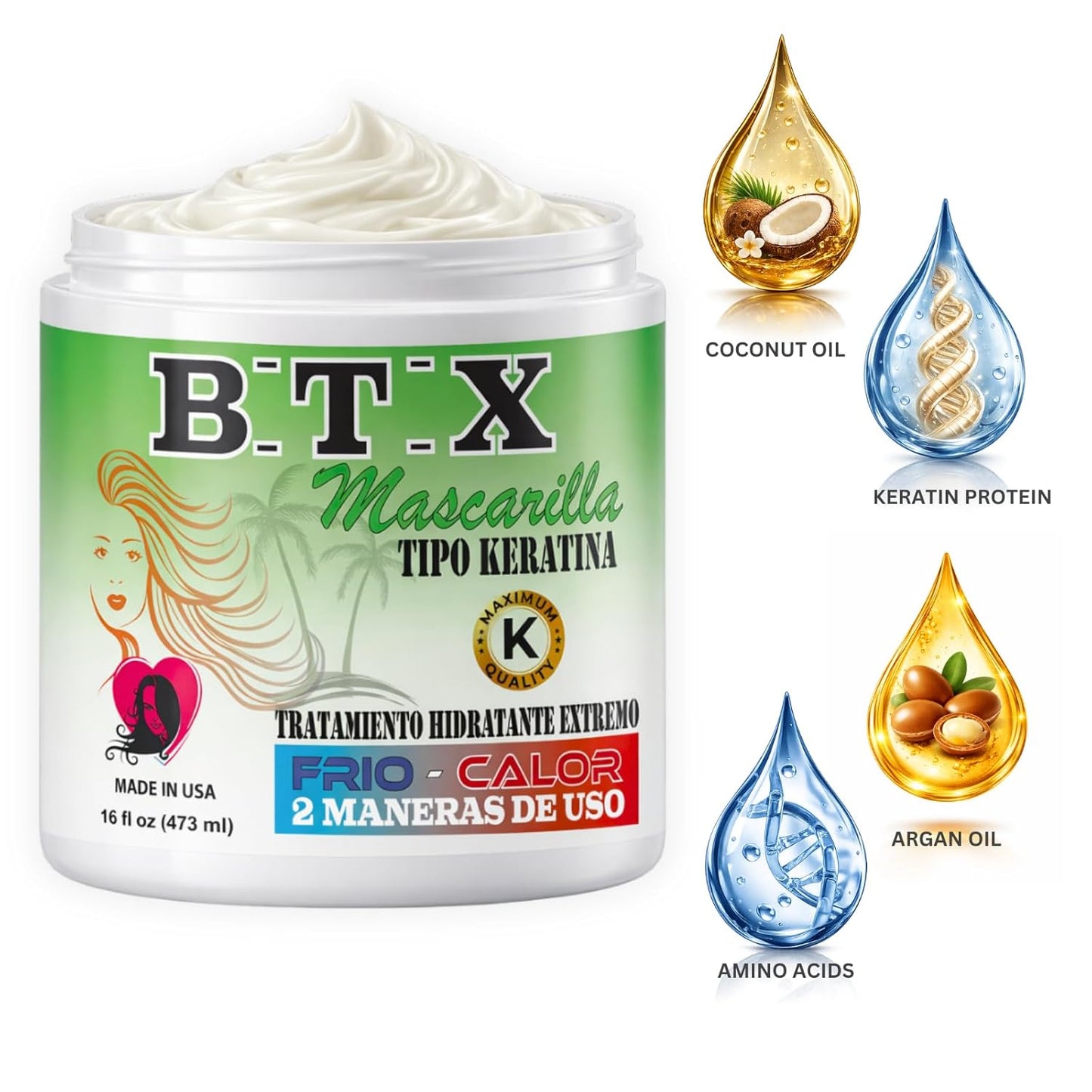 Kachita Spell BTX Hair Treatment - Deep Conditioning Keratin Mask for Dry, Frizzy Hair | 16 fl oz, Formaldehyde-Free