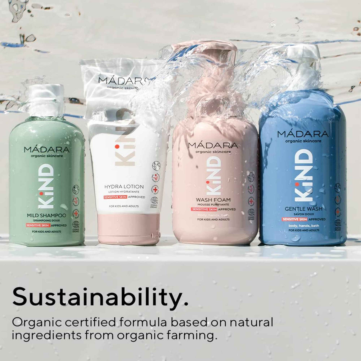 MÁDARA Organic Skincare | KIND Body Wash Foam, 300ml – Organic Certified Baby Bath Wash Cleanser, Gentle Enough For The Whole Family, Sensitive Skin-approved, Soap-free Formula, Ecocert Certified