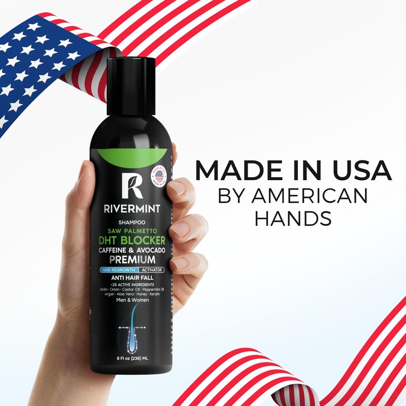 Rivermint Premium Hair Strengthening Shampoo Castor Oil, Biotin, Avocado Oil, Caffeine, Saw Palmetto, Onion, and Redensyl Hair Regrowth & Thickening Support Sulfate-Free, Paraben-Free, for Men & Women