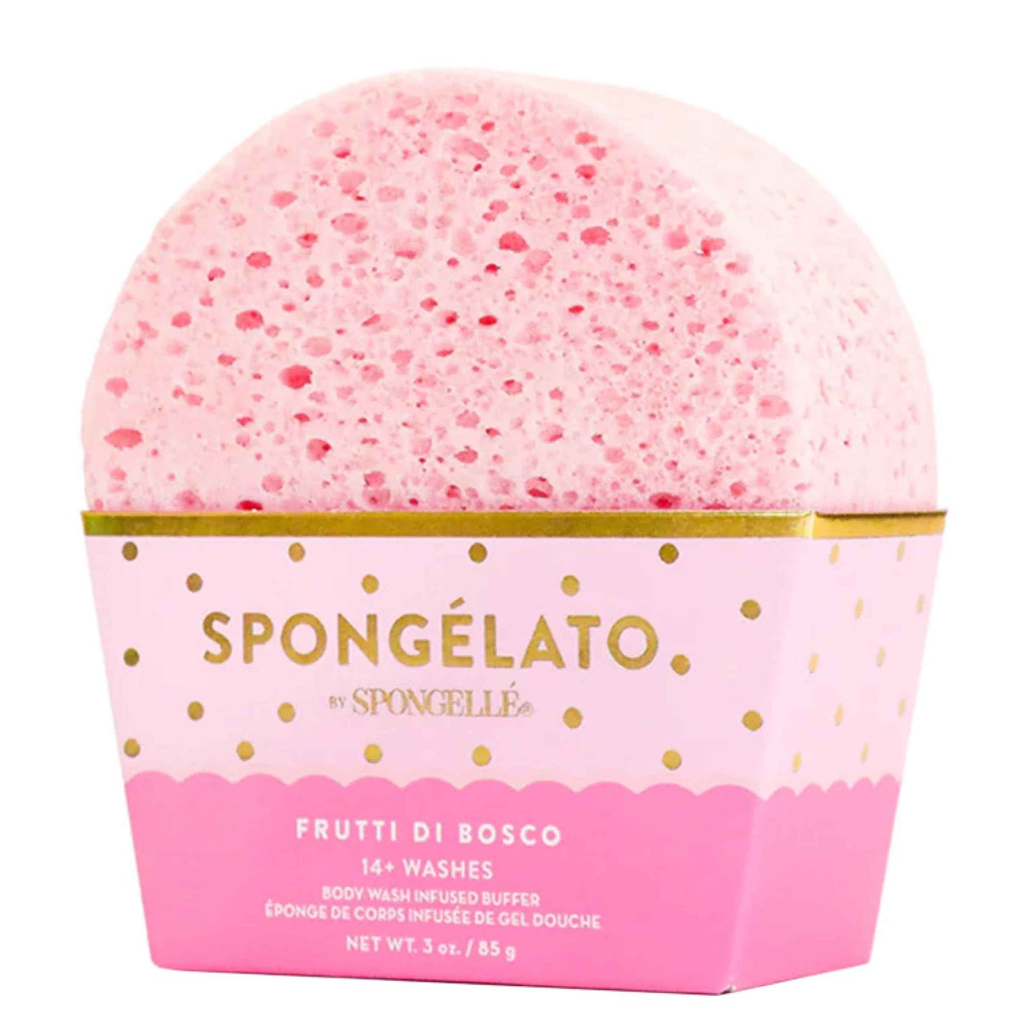 Spongelato Loofah Exfoliating Body Scrubber by Spongelle | Infused with Body Wash | Bath & Shower Loofah for Women | 14+ uses | Frutti di Bosco (Mixed Berries) Gelato Inspired