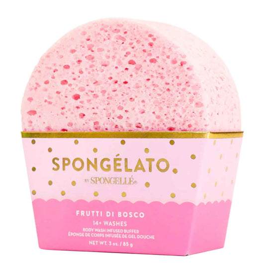 Spongelato Loofah Exfoliating Body Scrubber by Spongelle | Infused with Body Wash | Bath & Shower Loofah for Women | 14+ uses | Frutti di Bosco (Mixed Berries) Gelato Inspired