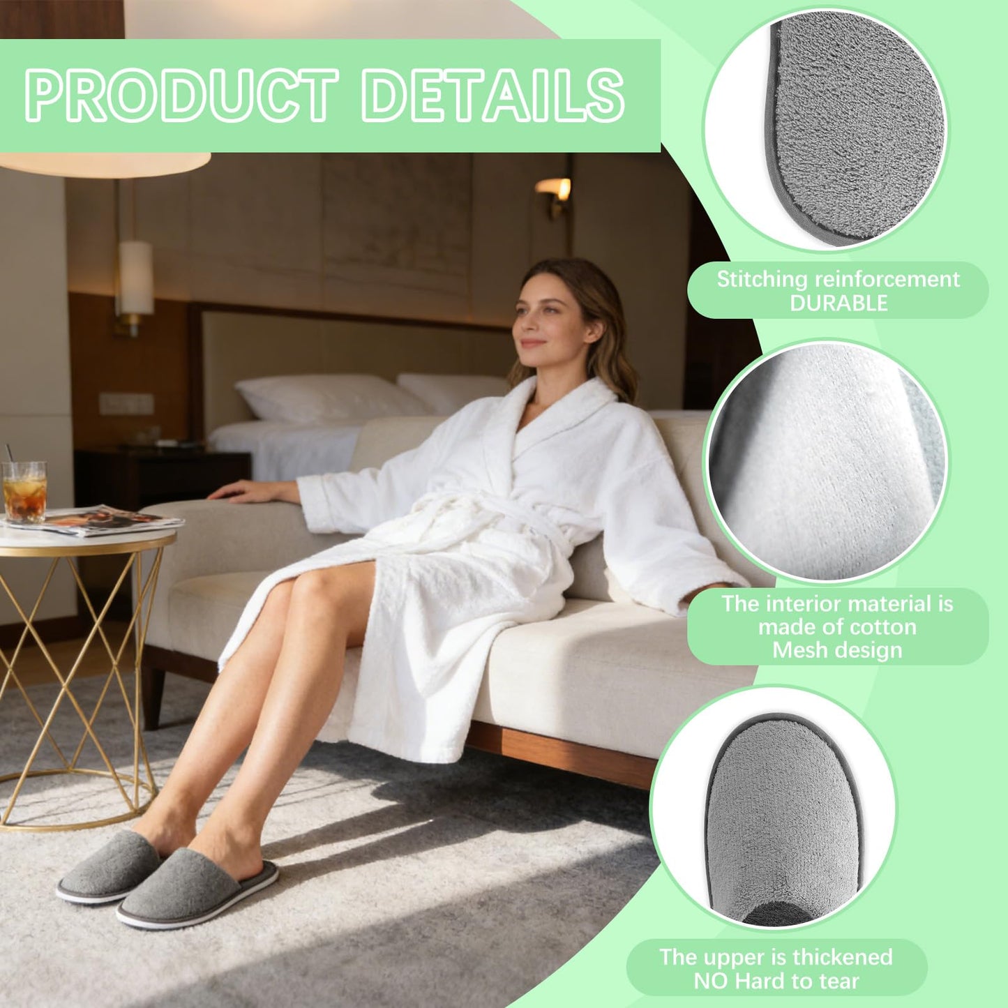 SENJUNSAFE 14 Pairs Guest Slippers Disposable For Guests Washable Reusable Which Can Be Used As Women Men House Indoor Bathroom Bedroom Hotel (US Men Size 10Women 11)