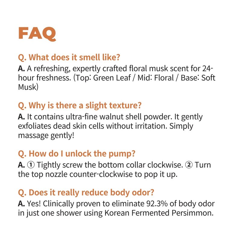 Rememberin Body Wash for Aging Body Odor & Nonenal – Korean Fermented Persimmon Extract, Reduces Body Odor up to 92.3%, CICA & Ceramide for Sensitive Skin, Sulfate-Free (17.6 oz / 500g)