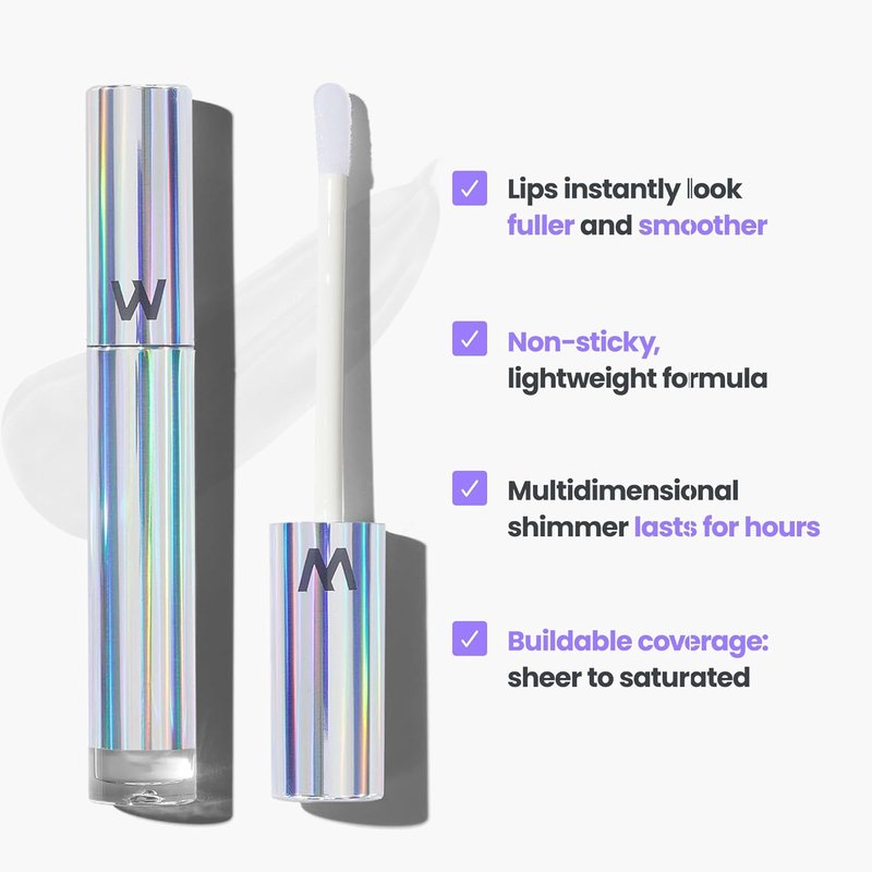 Wonderskin Lip Gloss - Hydrating Clear Glitter Lip Gloss | High Shine Finish for Luscious Lips