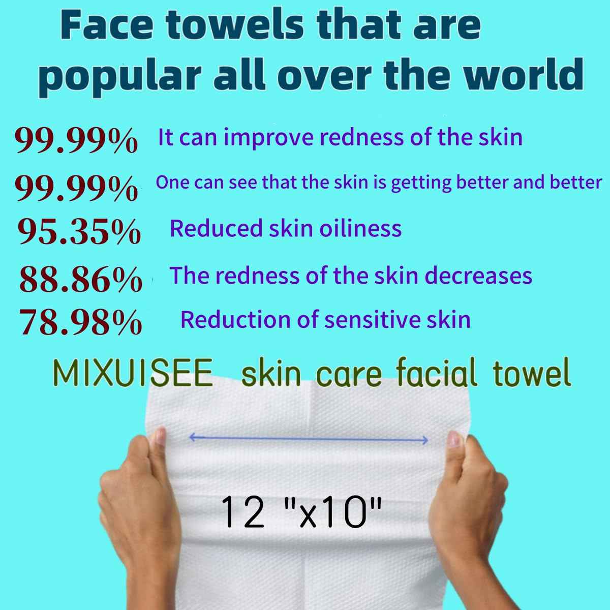 Disposable face towel, MIXUISEE thick and soft face towels. 100% cotton face cloths, facial towels 150% thickness. Increased size: 12 "x10", Makeup removal and cleaning (Extra thick 120 PCS)