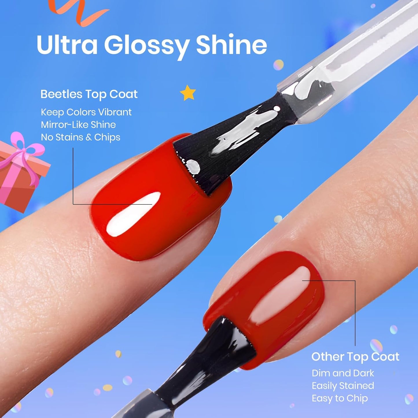 beetles Gel Polish 9 in 1 Gel Nail Glue for Clear Acrylic Nails Tips, Long Lasting Super Strong Brush Nail Glue for Fake Nails, Base Blooming Nail Gel, New Safe Formula, U V Light Cure