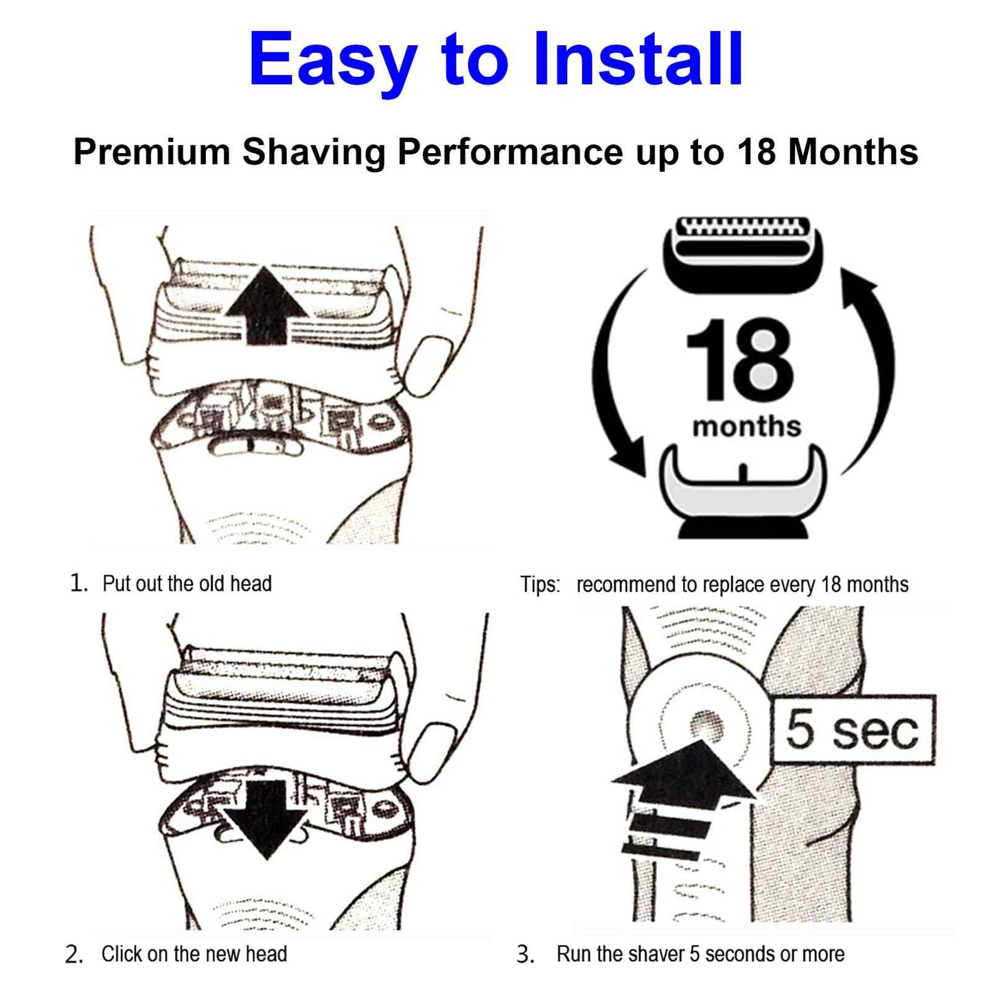 Series 3 Replacement Head for Braun Electric Shaver -21B- Compatible with Braun Electric Razors 300s, 310s, 3010BT (1 Pack)