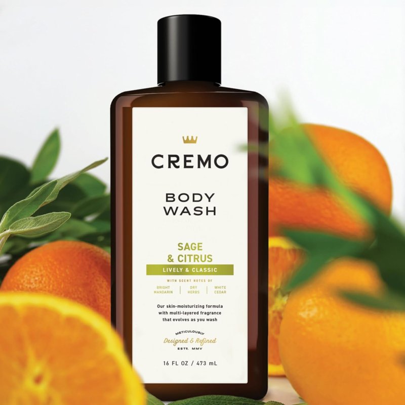 Cremo Sage & Citrus Body Wash - Revitalizing Mandarin & Cedar Blend | 16 Fl Oz (2-Pack)