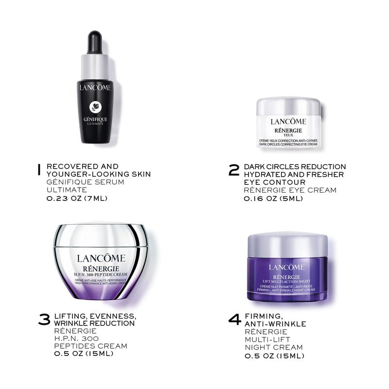Lancôme Rénergie Skincare Trial Gift Set -Trial Set for Anti-aging Skincare Routine With Genifique Ultimate, Rénergie Day/Night Cream, and Eye Cream (1.6 Fl Oz)