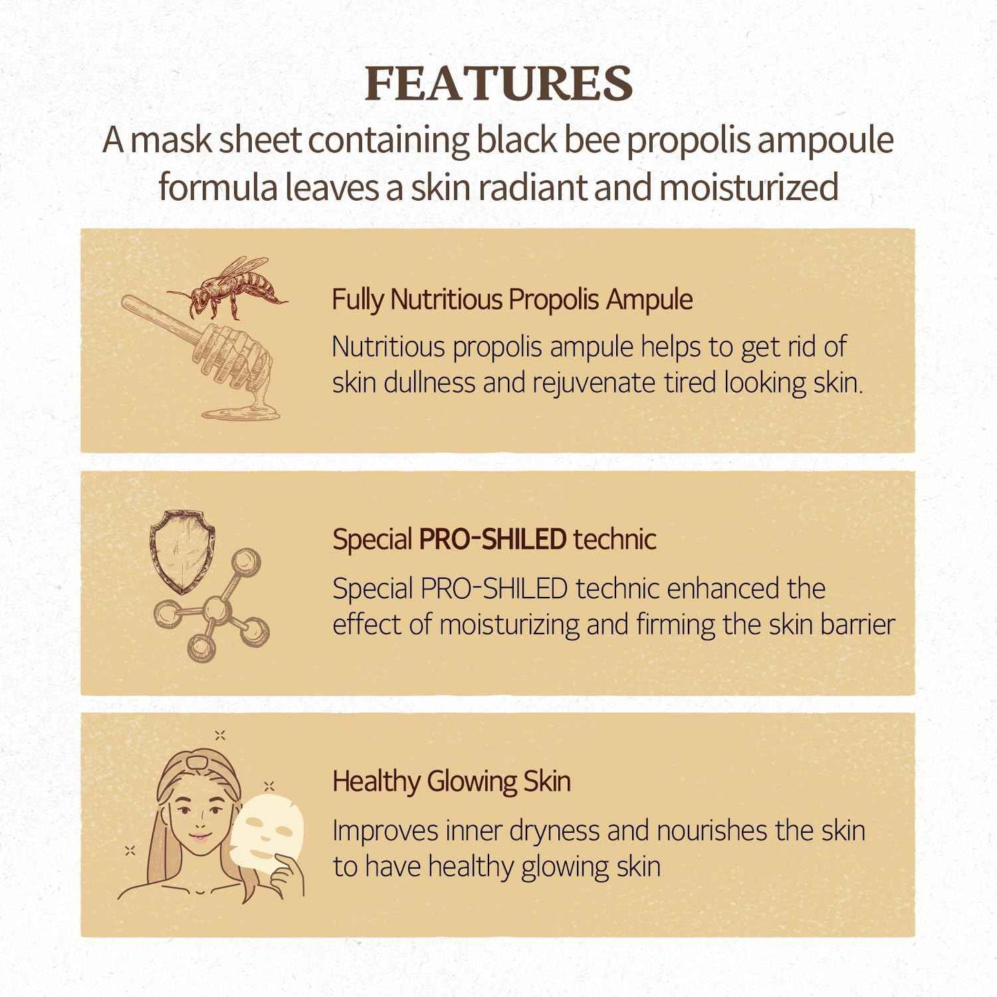 SKINFOOD Royal Honey Mask10ea Set - Bee Propolis Extract, Royal Honey Extract, Intensely nourishes and hydrates tired and dull skin 9.1fl.oz, 270ml