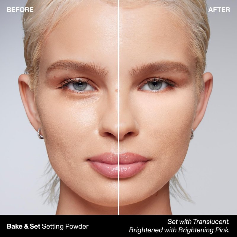 Morphe Bake & Set Brightening Setting Powder - Talc-Free Loose Powder for Natural Finish | Brightening Pink (0.09 oz)