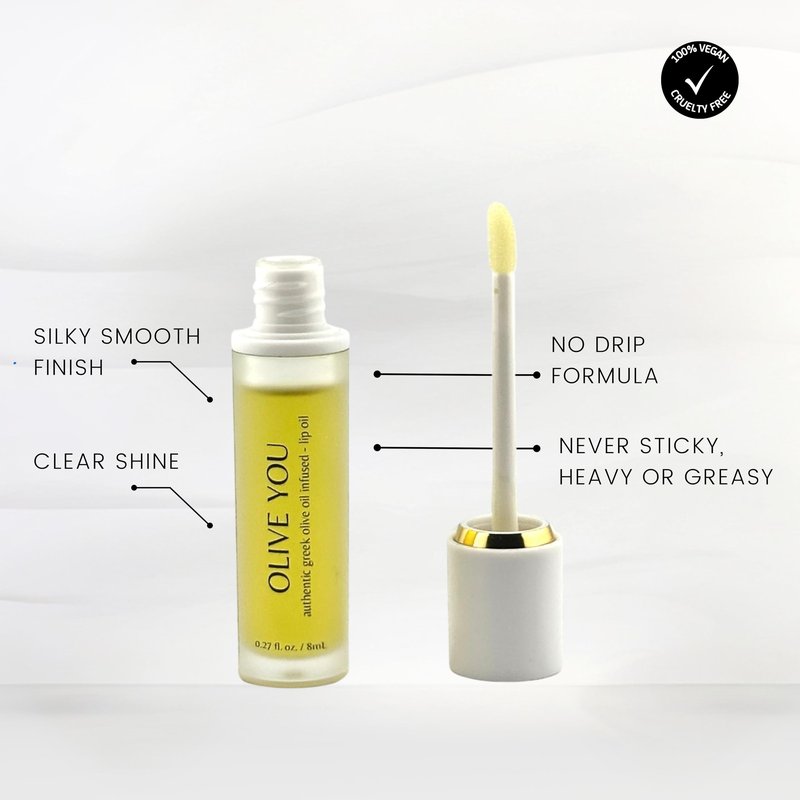 Olive You Lip Oil – Non-Sticky Hydrating Lip Oil with Greek Extra Virgin Olive Oil & Squalane – Vegan, Cruelty-Free, Paraben-Free, Luxury Gift