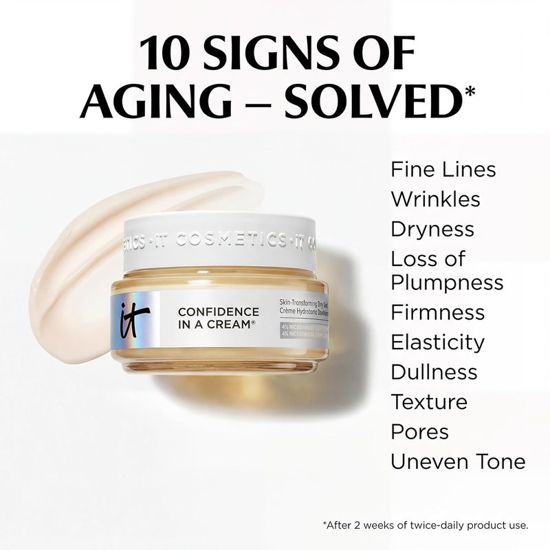 IT Cosmetics Confidence in a Cream - Hydrating Anti-Aging Face Moisturizer | Reduces Fine Lines & Wrinkles, 48H Hydration, All Skin Types