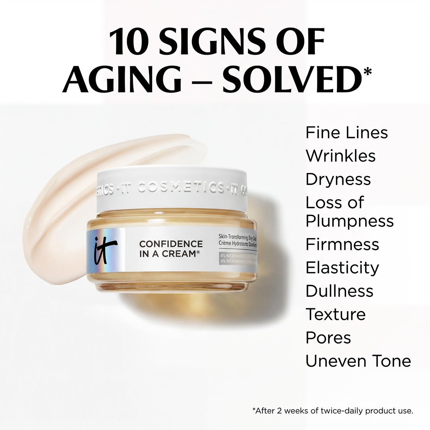 IT Cosmetics Confidence in a Cream Travel - Hydrating & Anti Aging Face Moisturizer, Visibly Reduces Fine Lines & Wrinkles, Up To 48H Hydration, Repairs Skin Barrier, Squalane & Ceramides - 0.5 fl oz