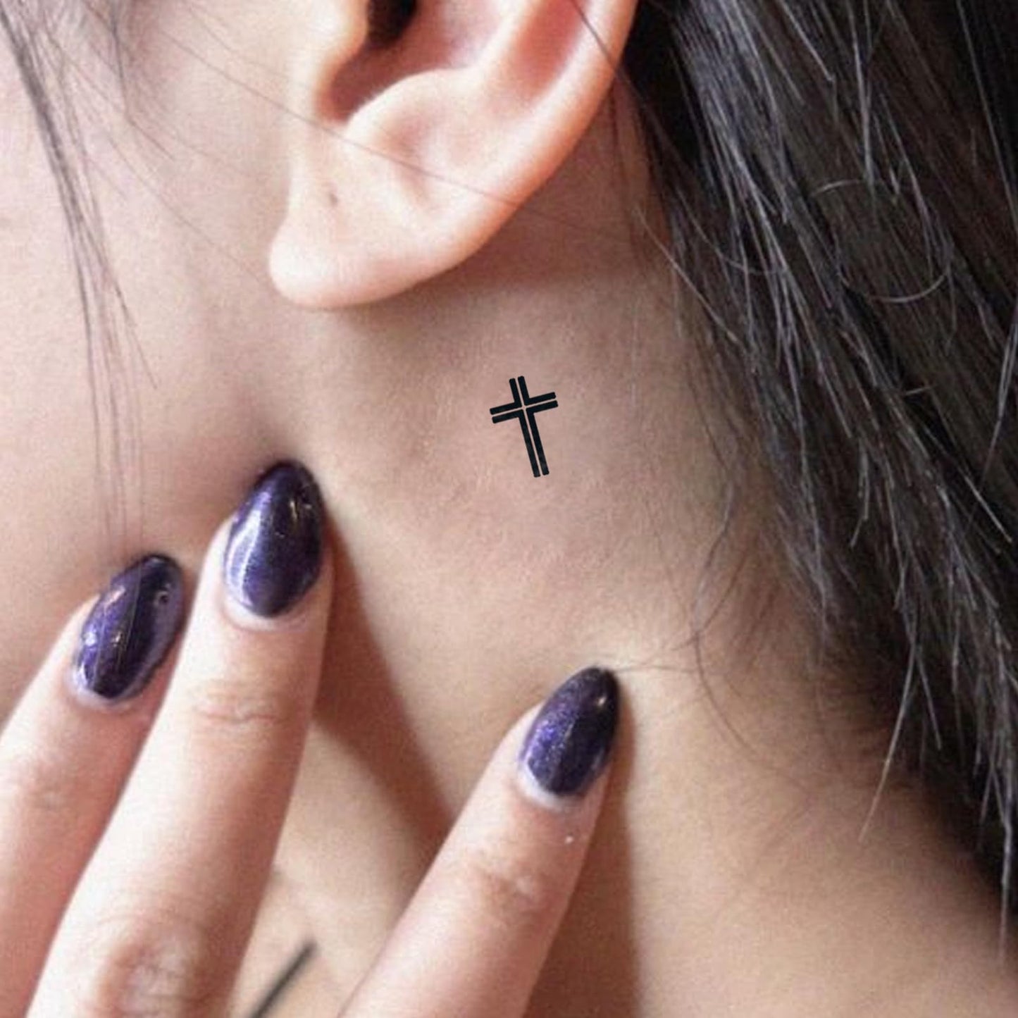 UBICA Semi Permanent Tattoo, 2 Sheets 96 Tiny Cross Temporary Tattoo for Finger Hand, Minimalist Black Christian Religious Fake Tattoos Stickers for Men Women Adult, Lasts 7-15 Days Waterproof