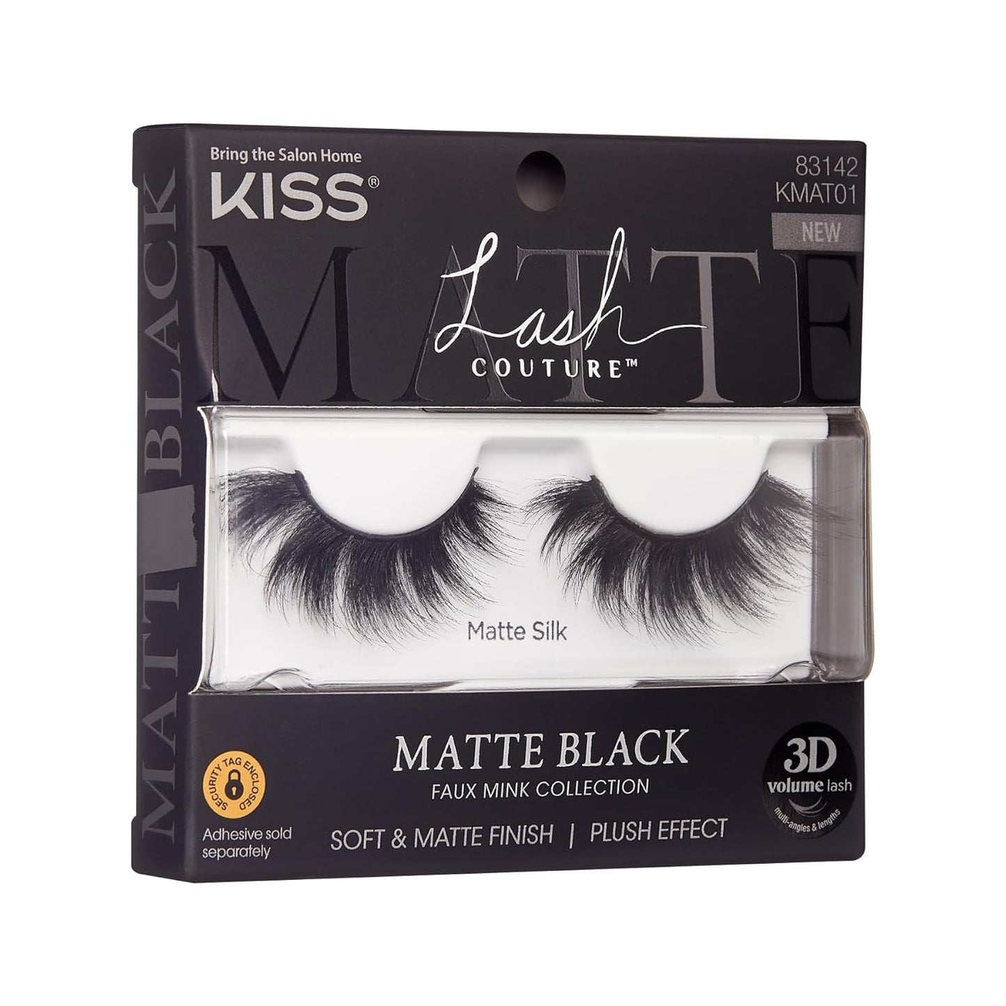KISS Lash Couture Faux Mink 3D Matte, False Eyelashes, 'Matte Velvet', 16 mm, Includes 1 Pair Of Lash, Easy to Apply, Reusable Strip Lashes