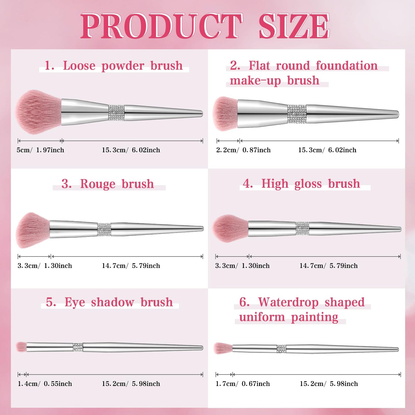 Baderke 11 Pcs Elegant Pink Soft Labeled Christmas Makeup Brushes Sets with Brush Holder Rhinestone Makeup Set with Silver Pink Foundation Powder Blush Blending Contour Brush