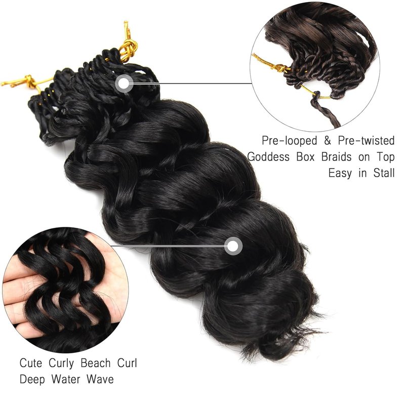 GoGo Curl Crochet Hair - 12 Inch Ocean Wave Braids | Soft Synthetic Extensions for Black Women, 7 Packs, 1B