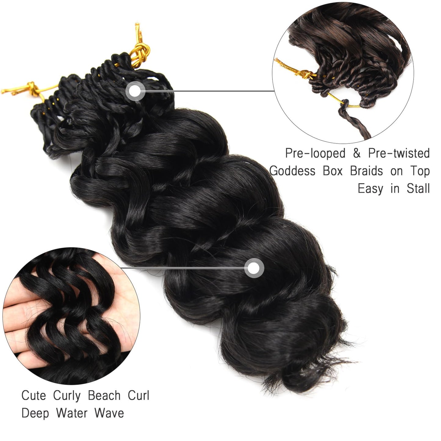 Pre Looped GoGo Curl Crochet Hair Ocean Wave Crochet Braids for Women 12 Inch Ombre Brown Blonde Curly Hair Crochet Deep Water Wave Beach Curl Synthetic Braiding Hair Extensions 7 Packs 1B/30/27