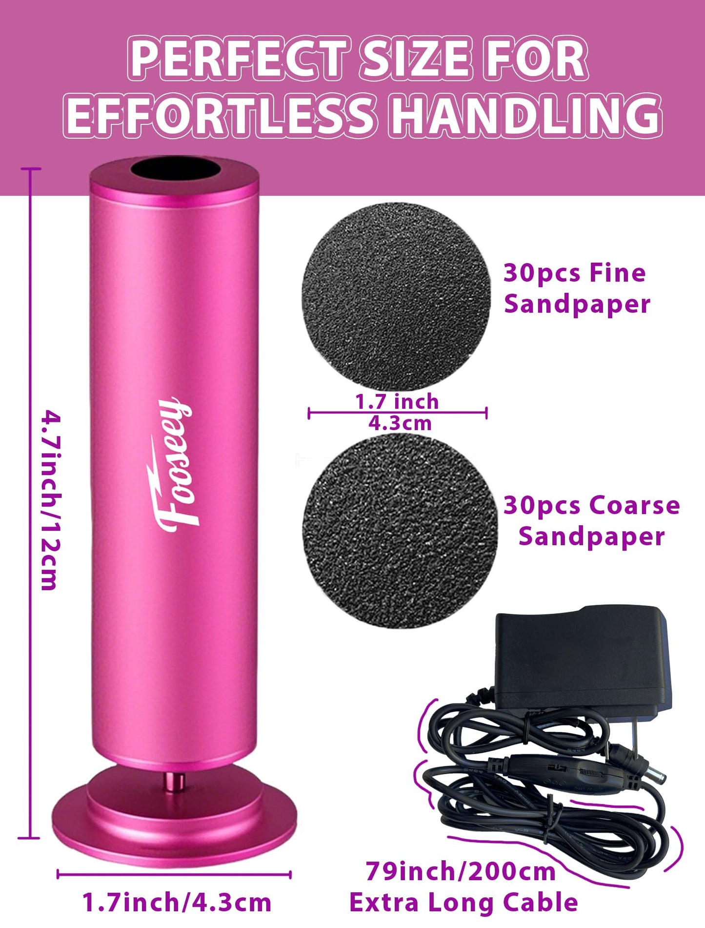 Electric Foot File Tool - Callus Remover for Feet, Professional Pedicure Machine with 60pcs Sandpaper Discs, Adjustable Speed Foot Files for Deadskin, Dry and Cracked Feet