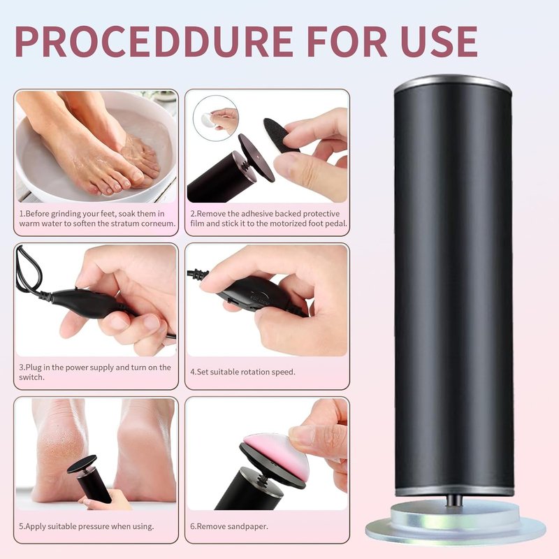Electric Foot Callus Remover - Adjustable Speed, Low-Noise Pedicure Tool for Thick Dry Skin & Cracked Heels | Easy-to-Clean Home Device