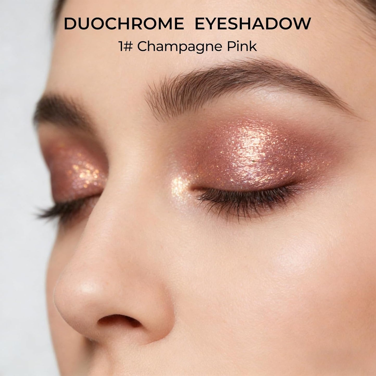 Duochrome Glitter Eyeshadow - Ultra-Fine Color Shifting Metallic Shimmer | Long-Lasting Holographic Makeup (#1 Champagne Pink)