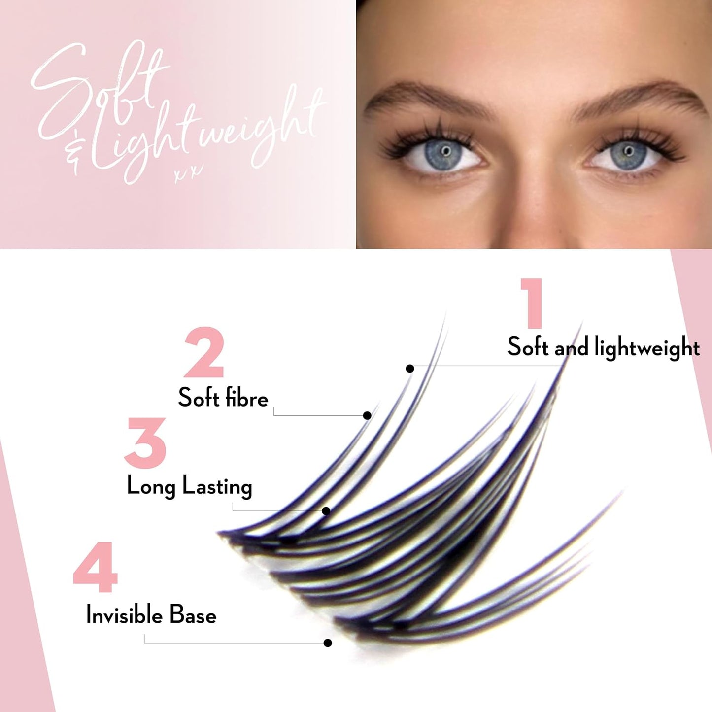 DIY Individual Lash Extension Kit - 140 Pc Miss Wispy Clusters, Waterproof Bond & Seal | Eyelash Applicator & Remover