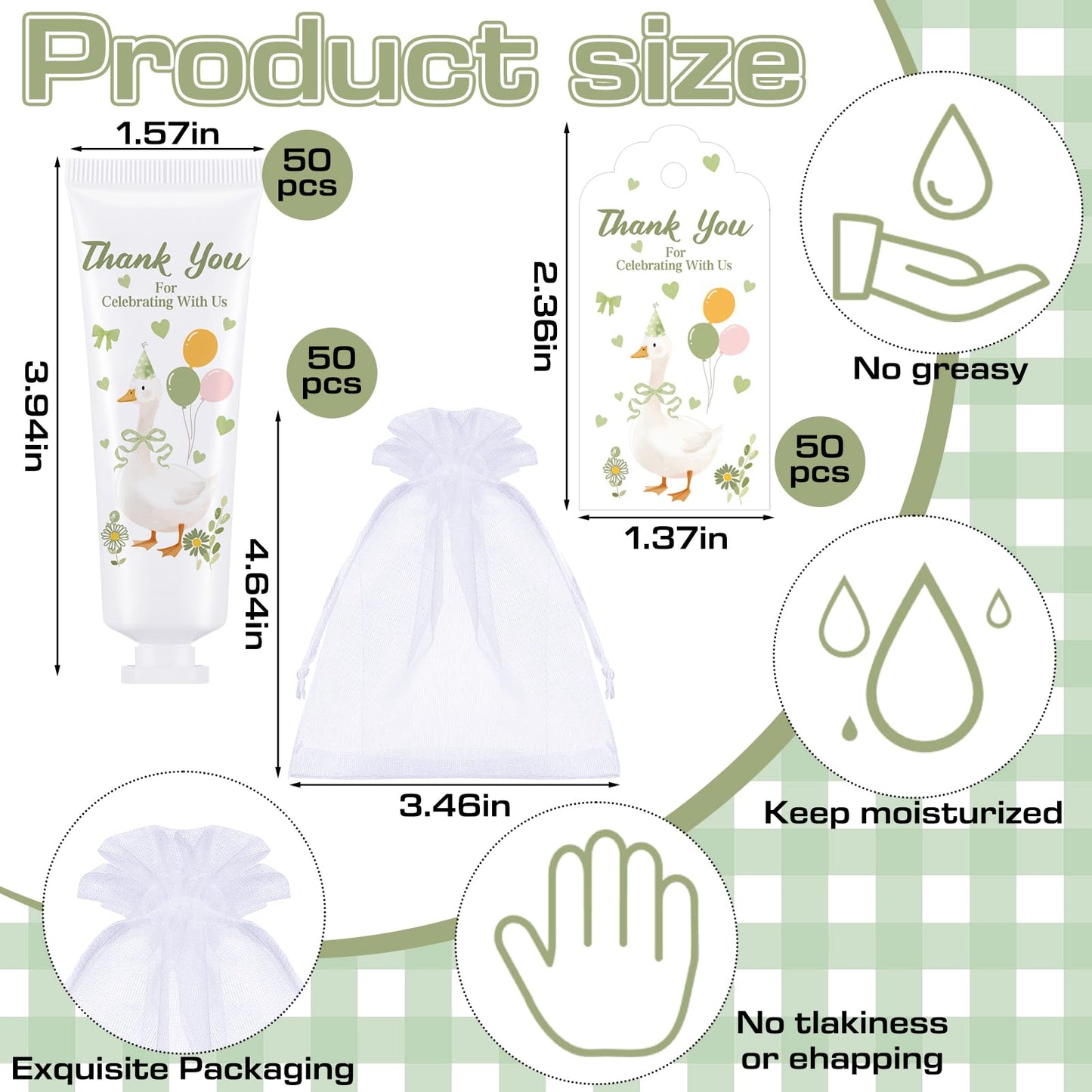 Demissle 50 Sets One Silly Goose Baby Shower Birthday Party Favors Travel Size Hand Cream Appreciation Hand Lotion with Cards and Bags Silly Goose Bulk Gifts for Guests Baby Shower Birthday(Green)