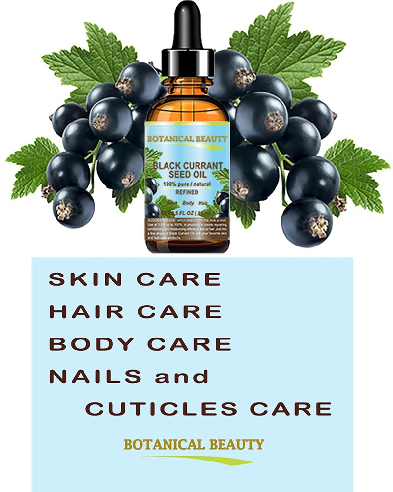 Botanical Beauty BLACK CURRANT SEED OIL 100% Pure Natural Undiluted Refined Cold Pressed Carrier Oil for Skin, Hair, Lip and Nail Care (2 Fl Oz)