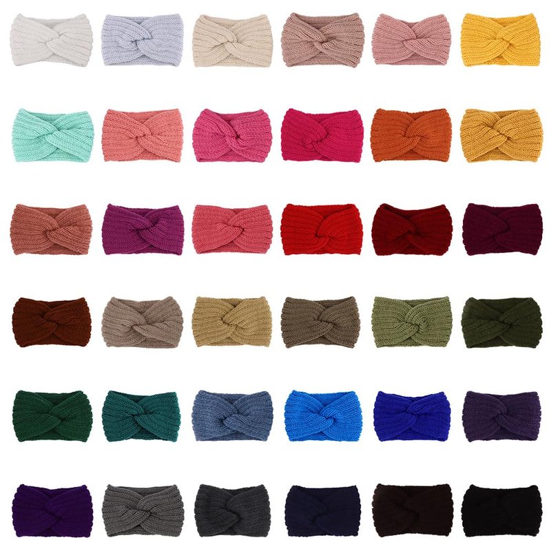 AOPRIE Bulk Winter Headbands for Women Girls Ear Warmers for Women Ear Covers for Cold Weather Knit Wide Thick headbands Colorful, 36 Pack