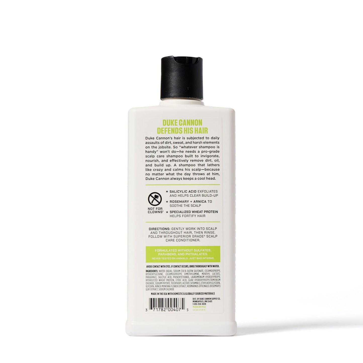 Duke Cannon Superior Grade Scalp Care Shampoo for Men, 14 oz – Salicylic Acid for Build-Up Removal, Rosemary & Arnica for Scalp Soothing, Wheat Protein for Strength, Sulfate-Free