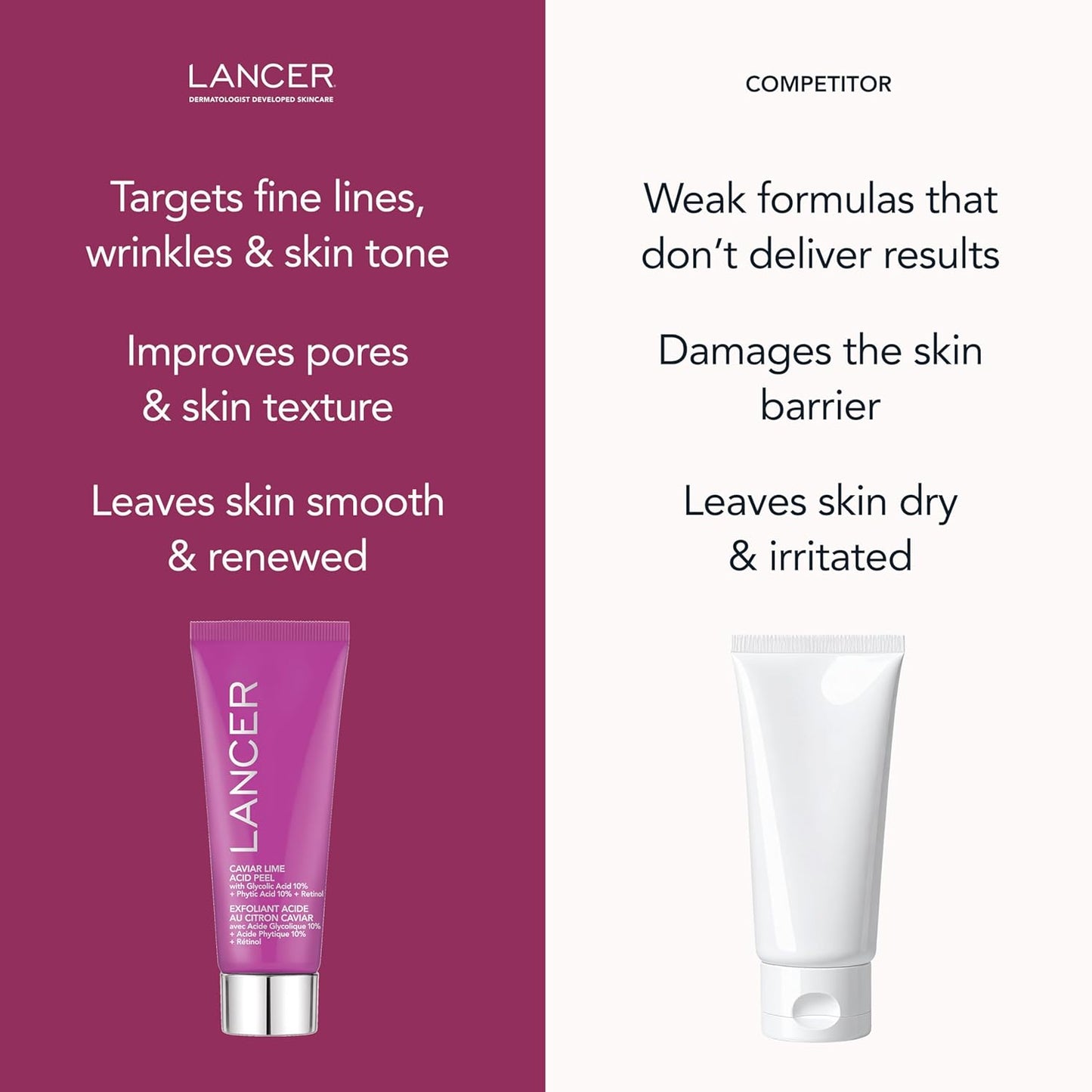 Lancer Skincare Caviar Lime Acid & Retinol Peel - Glycolic Acid Exfoliant for Dark Spots | 0.5 fl oz