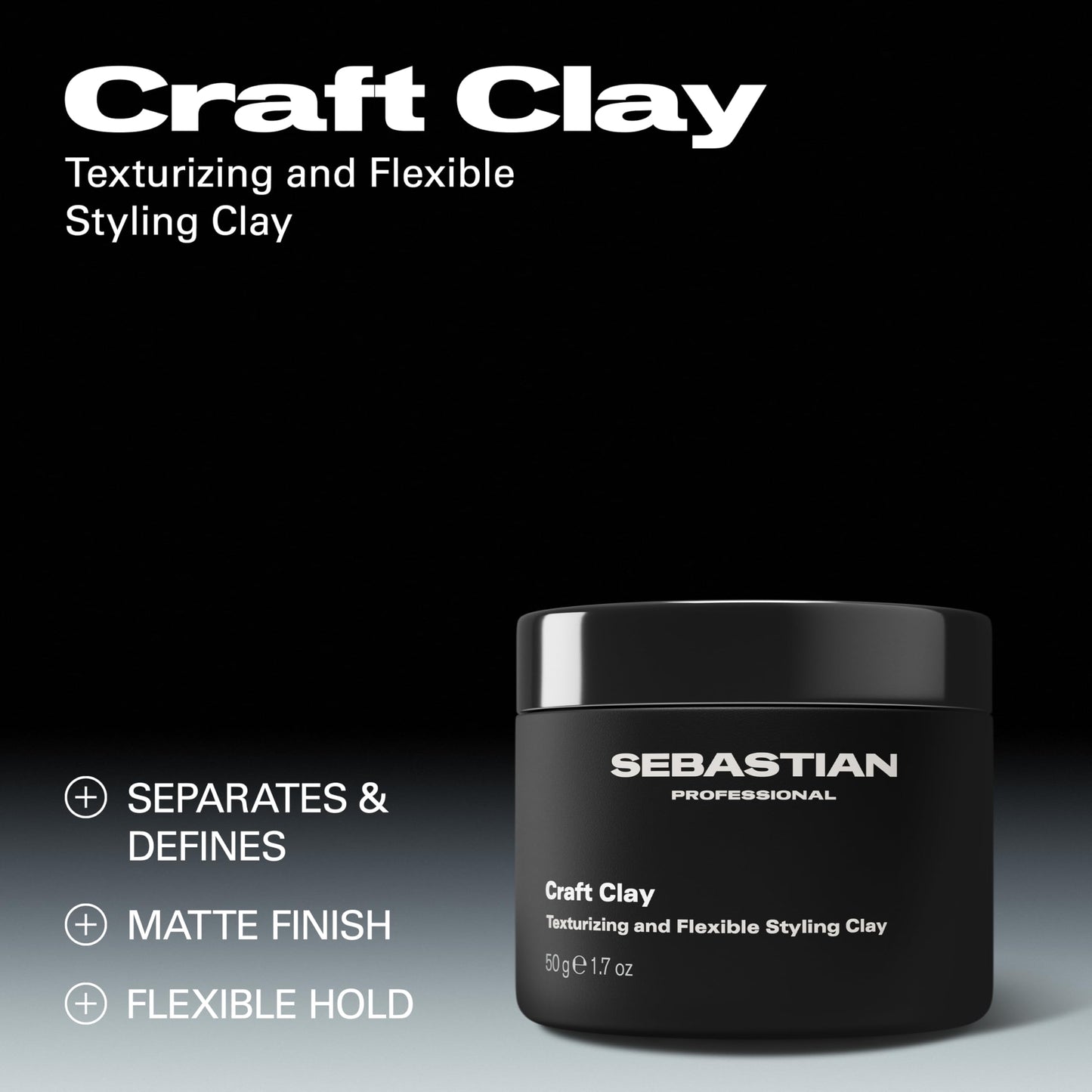 Sebastian Professional Styling Craft Clay | Remoldable Texturizing Hair Styling Clay for Natural Hold | 1.7 oz | Packaging May Vary