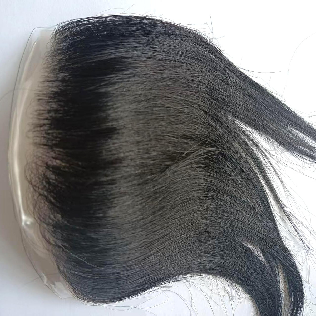 SeraphicWig Mens Toupee Hair Piece for Men Frontal Forehead Hairpiece V-shape Natural Hairline Skin PU Around Hair Base Size 1.57x6.29 inch Natural Black