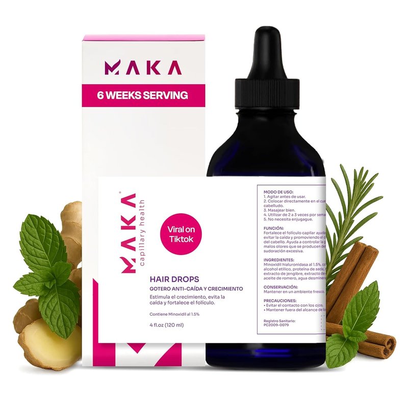 Capillary Hair Growth Drops - Natural Rosemary & Ginger Formula | 1.5% Minoxidil, Anti-Hair Loss Treatment, 4 Oz