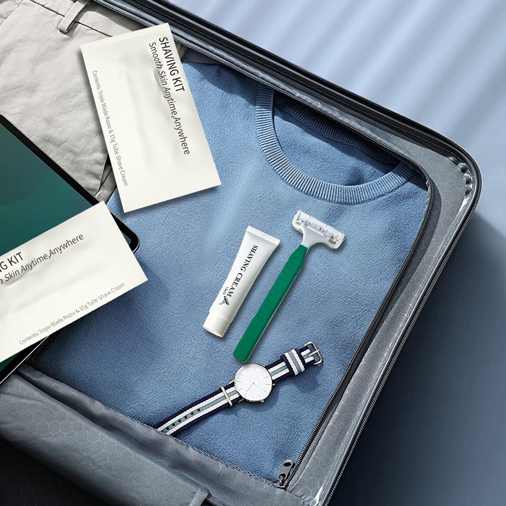 50PCS Disposable Razors with Shaving Cream, Individually Wrapped for Hotel Travel Camping