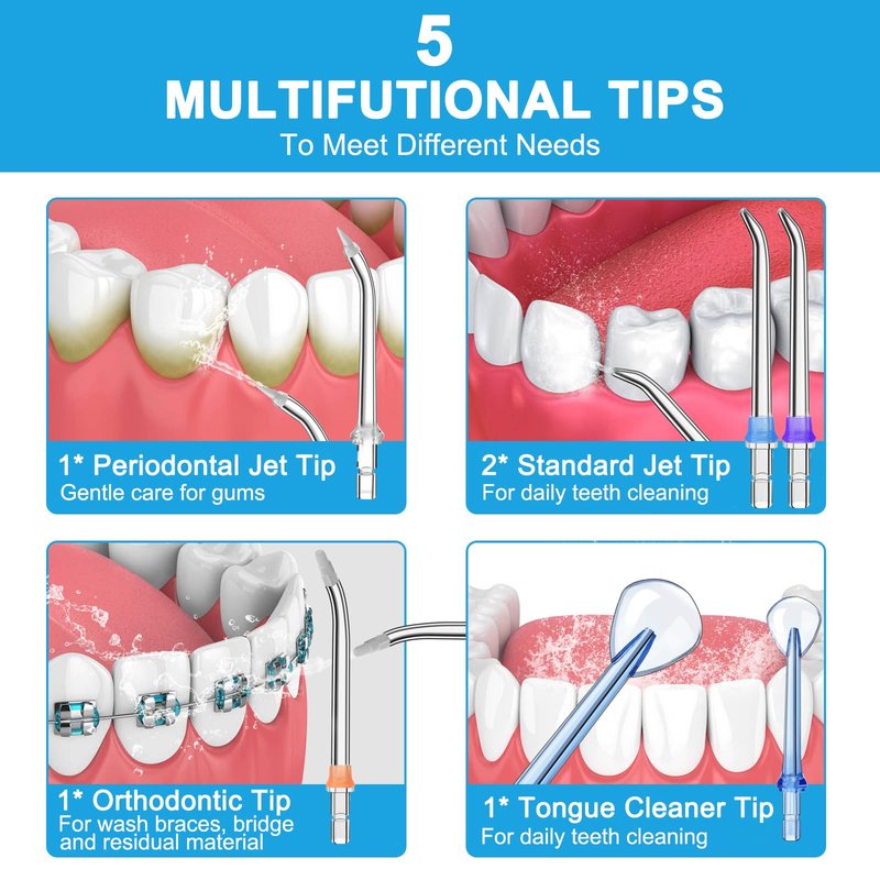 Water Dental Flosser Cordless for Teeth - AFROG 5 Modes Dental Oral Irrigator, Portable and Rechargeable IPX7 Waterproof Powerful Battery Life Water Teeth Cleaner Picks for Home Travel White