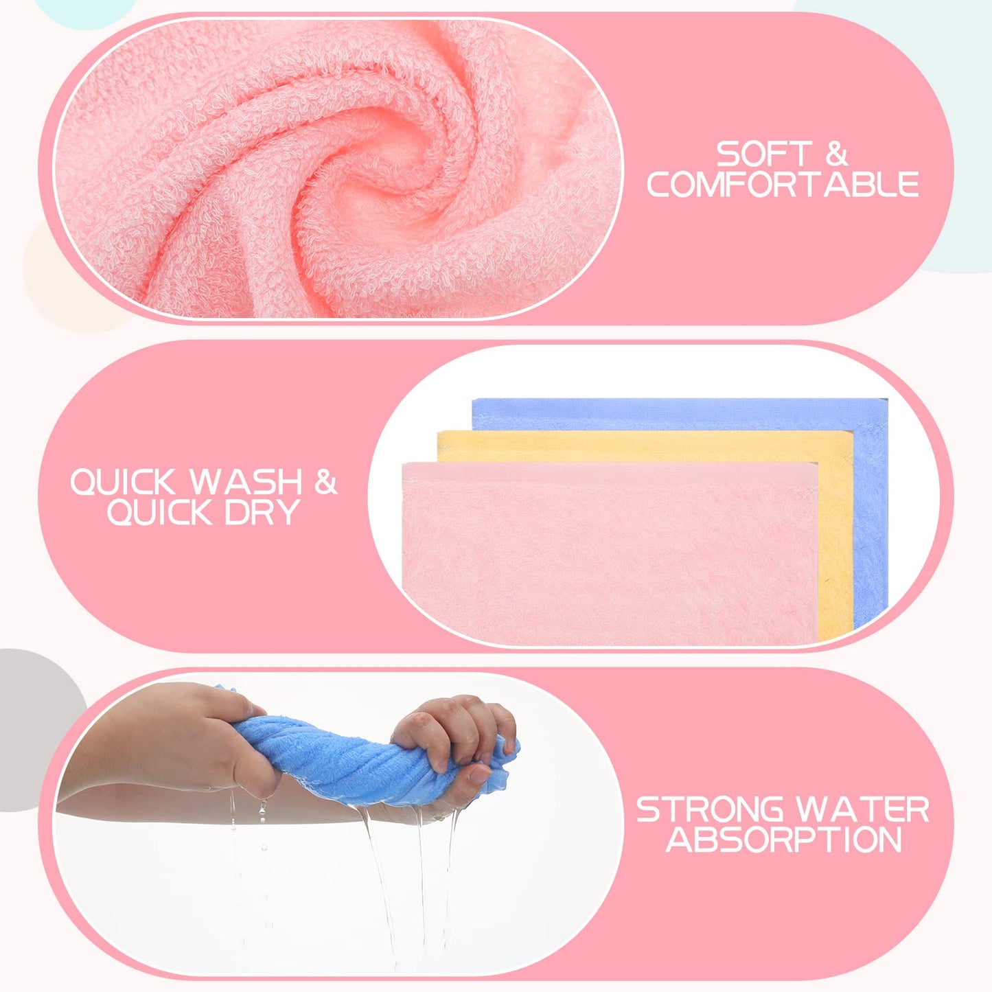 Newwiee 40 Pcs Wash Cloth Bulk Cotton Bath Hand Face Washcloths Soft Quick Drying Towel for Women Bathroom Washing Body Viscose Fiber Multipurpose Fingertip Rags(Multicolor,10 x 10 Inch)