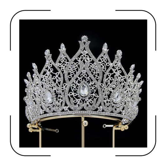 Silver Rhinestone Tiara for Women Wedding Pageant Prom Quinceanera