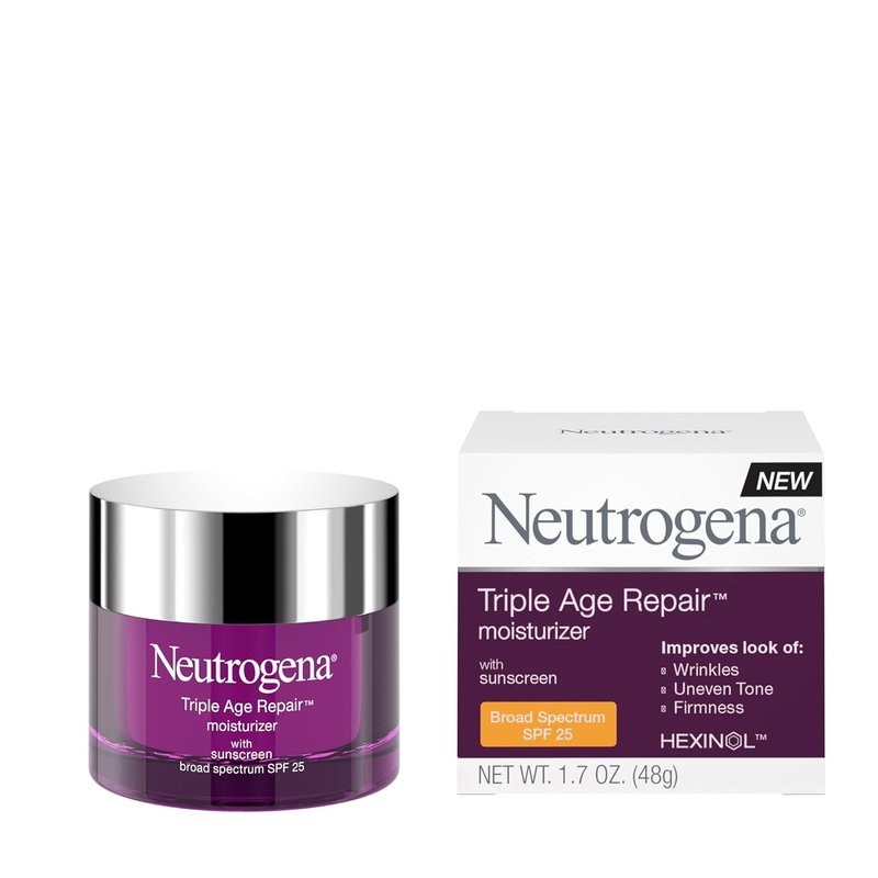 Neutrogena Triple Age Repair Face Moisturizer - Anti-Wrinkle Cream with Hexinol & Vitamin C | SPF 25, 1.7 oz