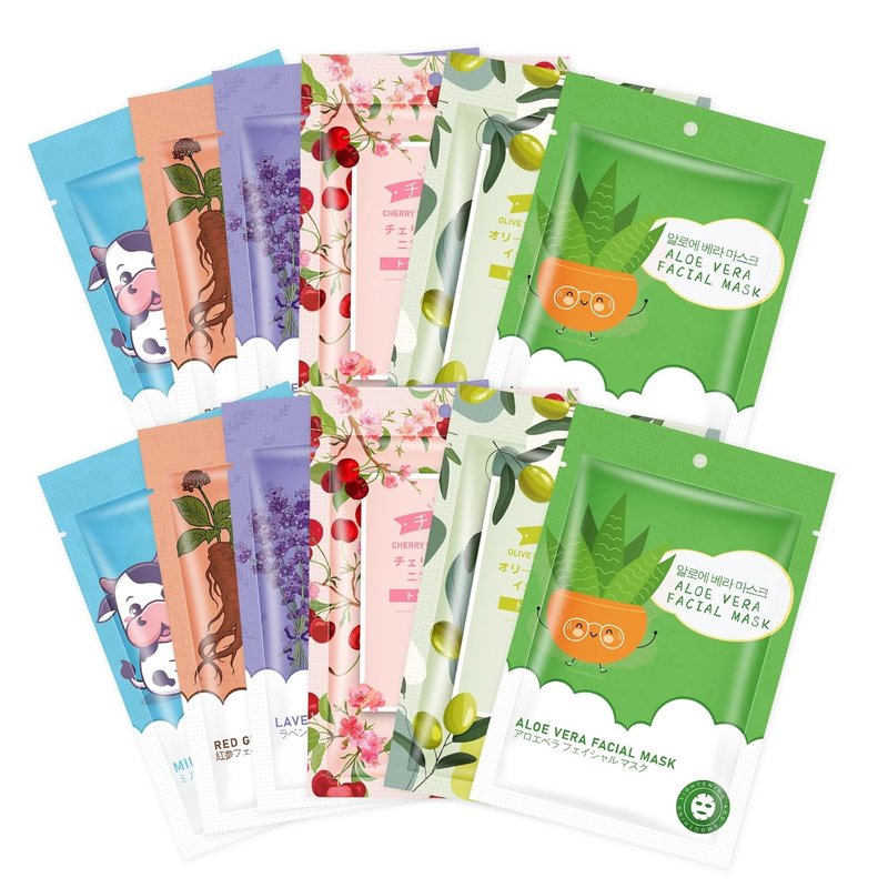 Hydrating Sheet Face Masks - 12 Pack for Dry Sensitive Skin | Spa Quality Skincare Gift Set