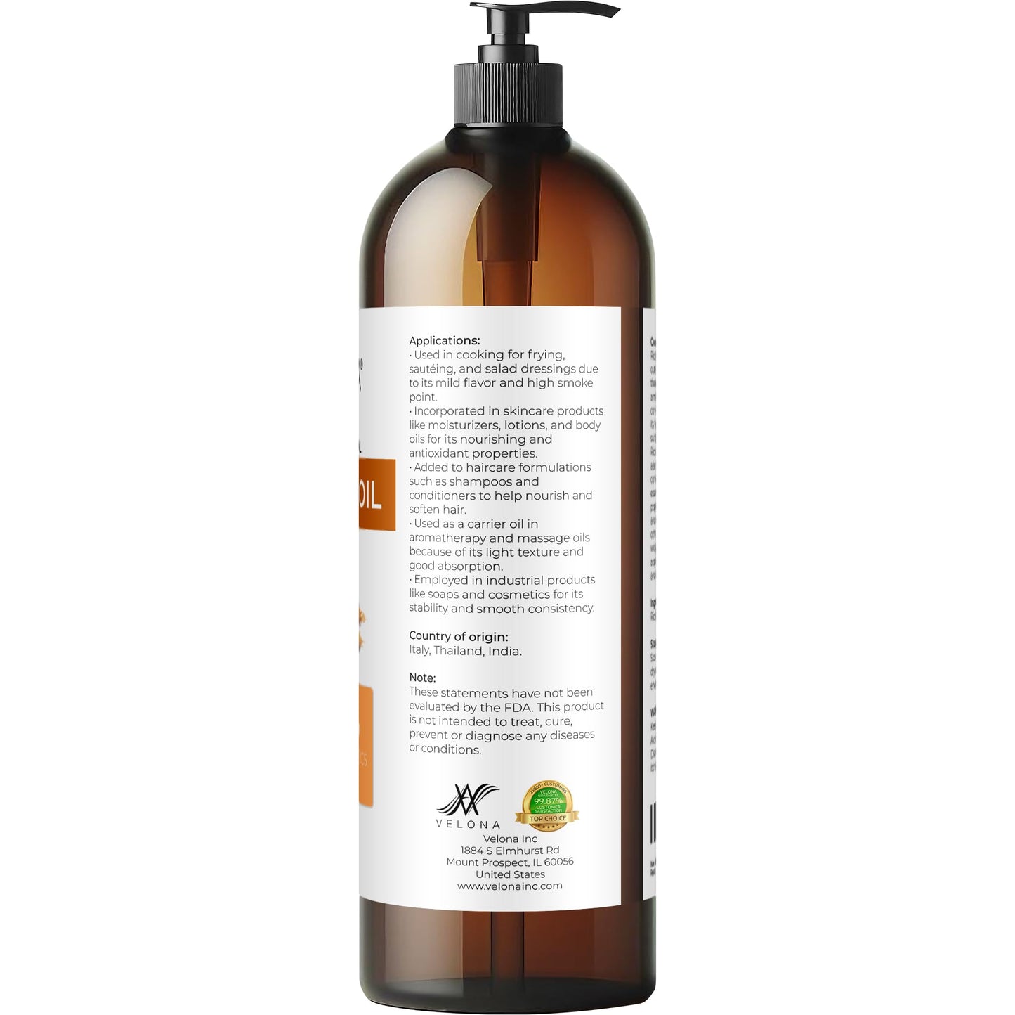 velona Rice Bran Oil 32 Fl Oz | 100% Pure and Natural Carrier Oil | Refined, Expeller Pressed | Cooking, Face, Hair, Body & Skin Care | Use Today - Enjoy Results