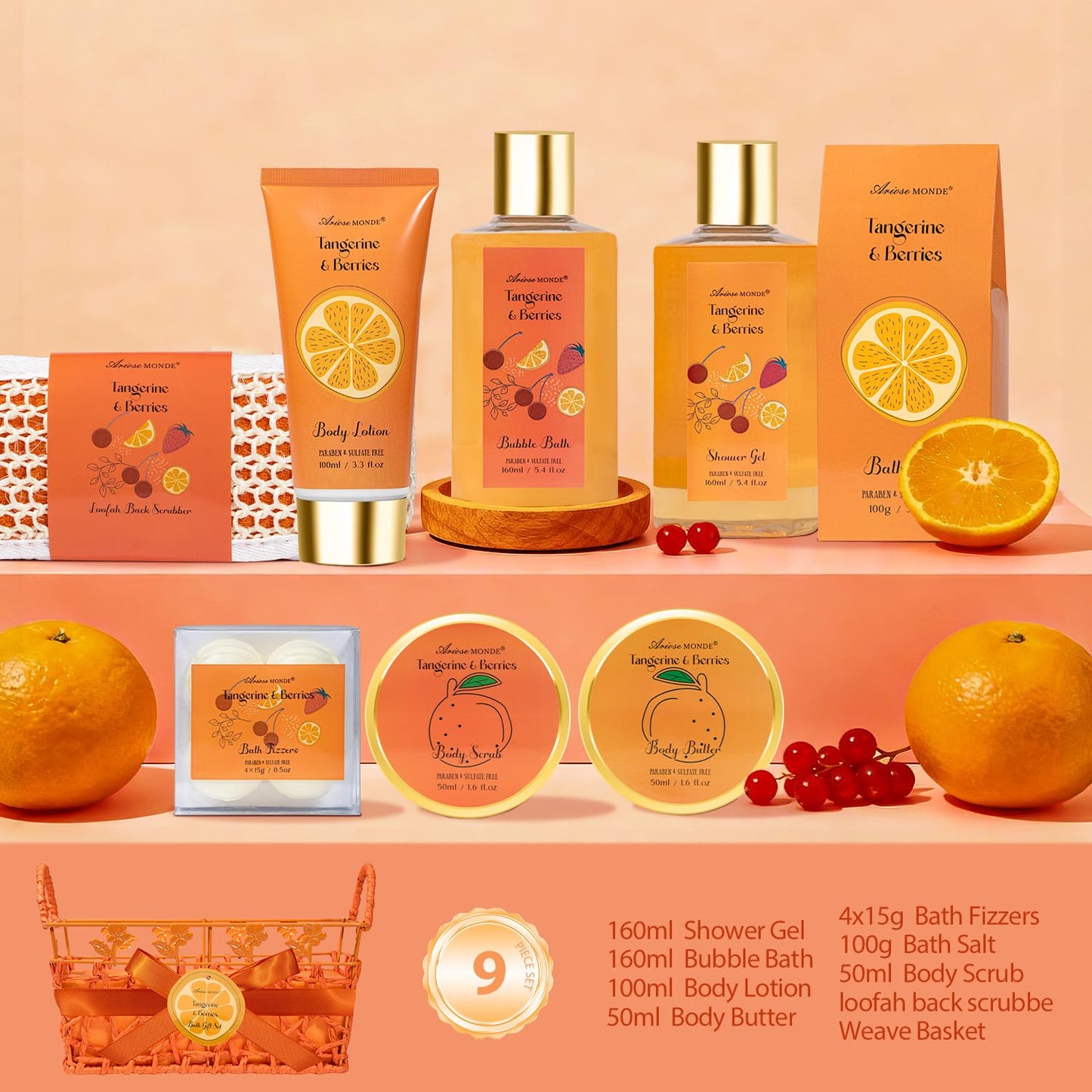Spa Gift Set for Women - 9 Piece Bath and Body Collection with Bath Bombs & Oils | Relaxing Self-Care Gift for Her