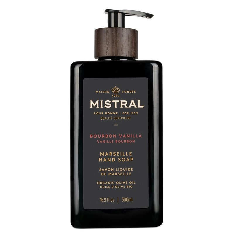Mistral Bourbon Vanilla Hand Soap for Men - Luxury Moisturizing Formula with Organic Oils | 16.9 Fl Oz