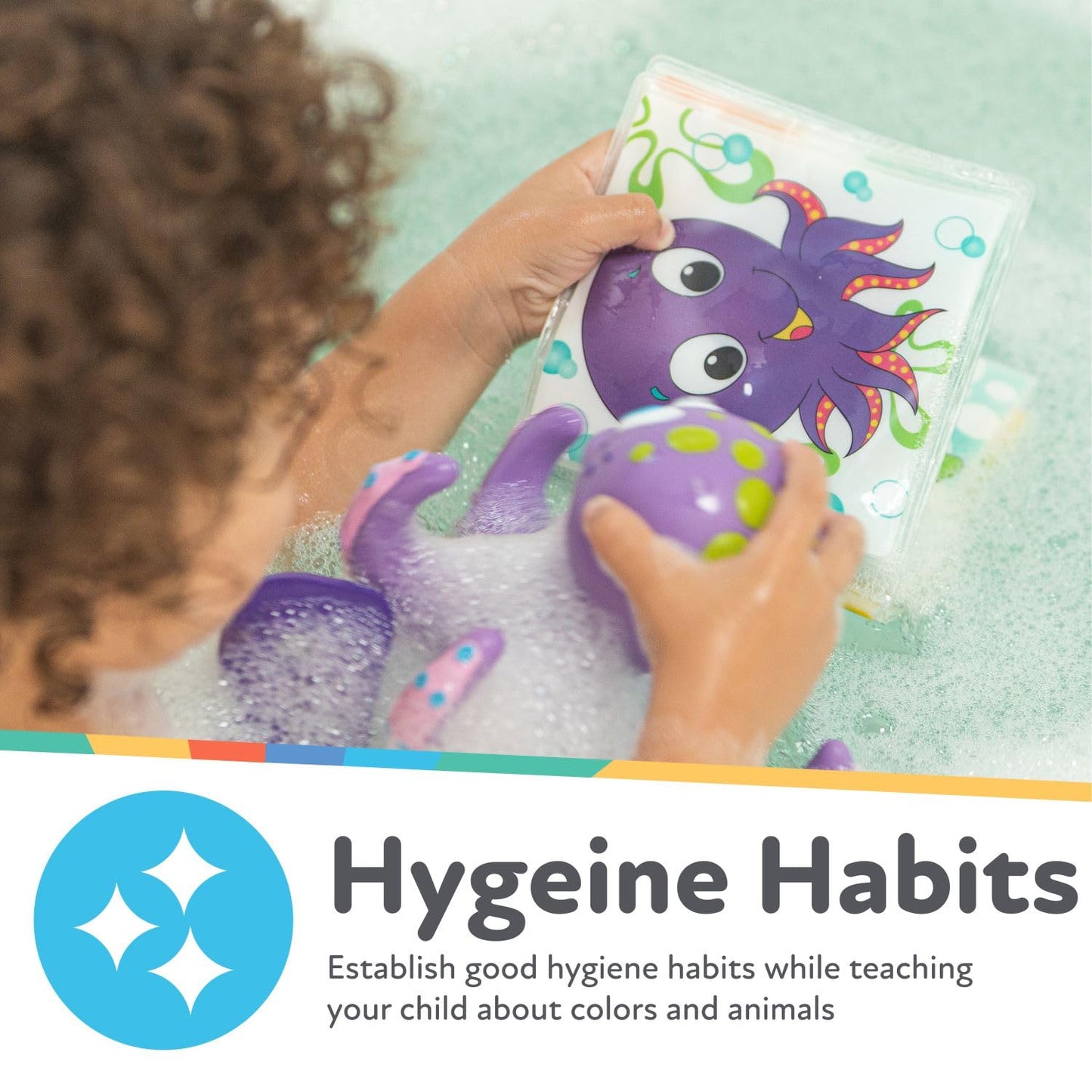 Nuby Bath Fun Time Book with Water-Proof Pages and Surprise Squeaker, Early Education, 0 M+ (Prints May Vary)