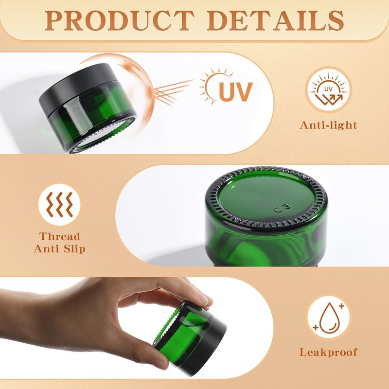 Eco-Friendly Glass Jars with Airtight Black Lids | Multi-Color Cosmetic Containers for Cream & Lotion (1oz)