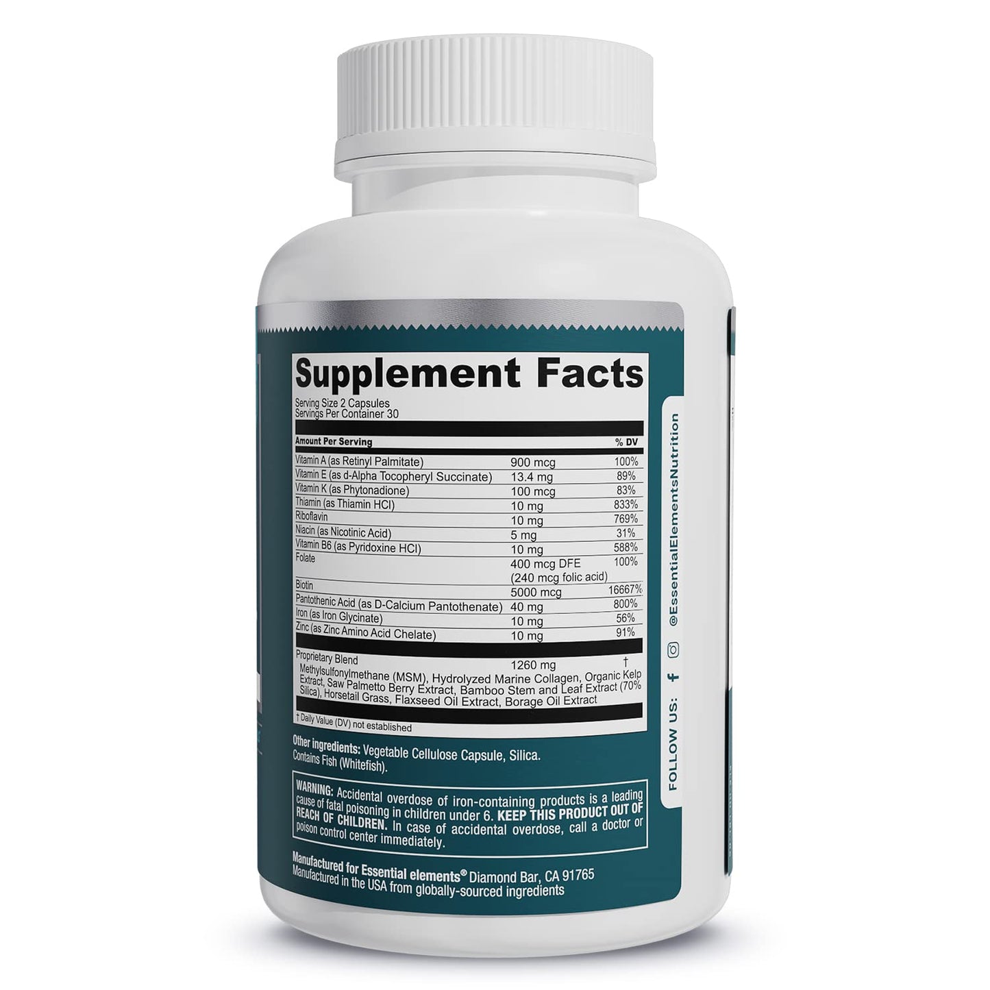 Essential Elements® Hair Hero™ - Hair Vitamins for Men - Broad-Spectrum Support with 5000 mcg Biotin - 60 Count - 30 Servings
