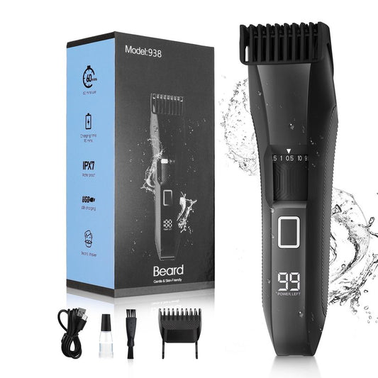 Beatslm Beard Trimmer for Men, 20 Length Adjustable, Cordless Waterproof Clippers, Stainless Steel T-Blade for Precision Facial Hair Trimming with 2 Guide Combs, Travel Lock, LED Display